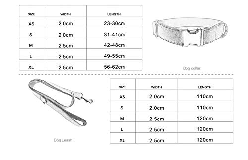 Gulunmun Dog Lead + Collar de Perro, Juego de Correa y Collar para Perro, Ajustable a 2 Longitudes Diferentes,   para adiestramiento de Perros pequeños/medianos/Grandes, Caminar, Correr, XL