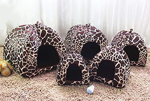 GUOCU Suministros para Mascotas Super Cómodo Casa para Mascotas Vellón Fresa Linda Casa de Mascotas Leopardo S