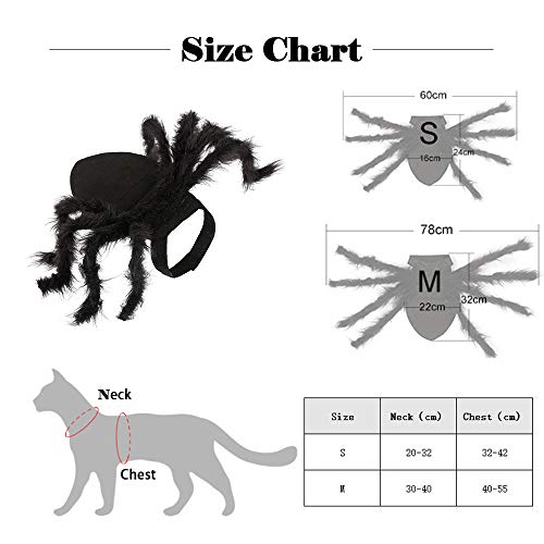 Halloween Ropa Perro Gato Invierno Calentar, Morbuy Cosplay Araña Mascota Fiesta Disfraces Sudaderas Suéter Vestido para pequeños Animal Accesorios para el Pelo (S,Araña Negra)