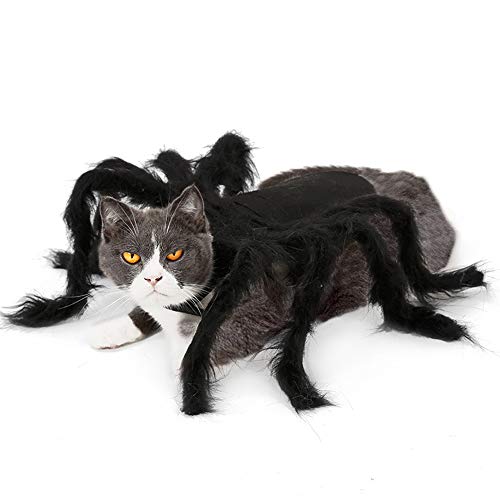 Halloween Ropa Perro Gato Invierno Calentar, Morbuy Cosplay Araña Mascota Fiesta Disfraces Sudaderas Suéter Vestido para pequeños Animal Accesorios para el Pelo (S,Araña Negra)