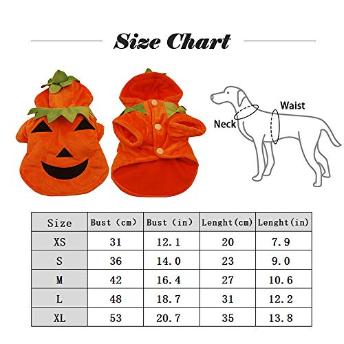 Halloween Ropa Perro Gato Invierno Calentar, Morbuy Mascota Calabaza Cosplay Fiesta Disfraces Sudaderas Suéter Vestido para pequeños Animal Accesorios para el Pelo (M,Naranja)