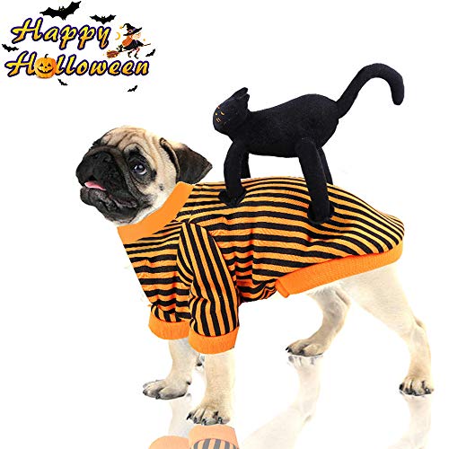 Halloween Ropa Perro Gato Invierno Calentar, Morbuy Mascota Cosplay Fiesta Disfraces Sudaderas Suéter Vestido para pequeños Animal Accesorios para el Pelo (L,Raya)