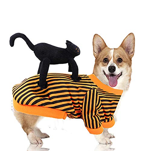 Halloween Ropa Perro Gato Invierno Calentar, Morbuy Mascota Cosplay Fiesta Disfraces Sudaderas Suéter Vestido para pequeños Animal Accesorios para el Pelo (L,Raya)