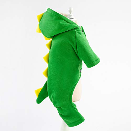 Halloween Ropa Perro Gato Invierno Calentar, Morbuy Mascota Dinosaurio Cosplay Fiesta Disfraces Sudaderas Suéter Vestido para pequeños Animal Accesorios para el Pelo (XS,Verde)