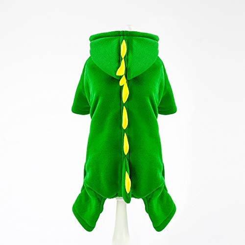 Halloween Ropa Perro Gato Invierno Calentar, Morbuy Mascota Dinosaurio Cosplay Fiesta Disfraces Sudaderas Suéter Vestido para pequeños Animal Accesorios para el Pelo (XS,Verde)