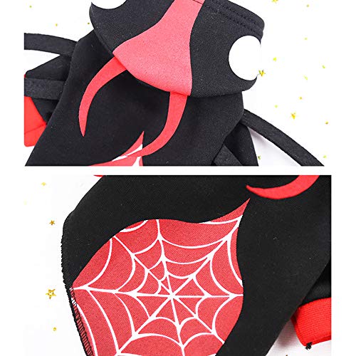 Halloween Telaraña Ropa Perro Gato Invierno Calentar, Morbuy Mascota Cosplay Fiesta Disfraces Sudaderas Suéter Divertido Vestido para Pequeños Escarabajo Accesorios para el Pelo (S,Negro Rojo)