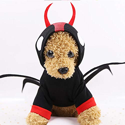 Halloween Telaraña Ropa Perro Gato Invierno Calentar, Morbuy Mascota Cosplay Fiesta Disfraces Sudaderas Suéter Divertido Vestido para Pequeños Escarabajo Accesorios para el Pelo (S,Negro Rojo)