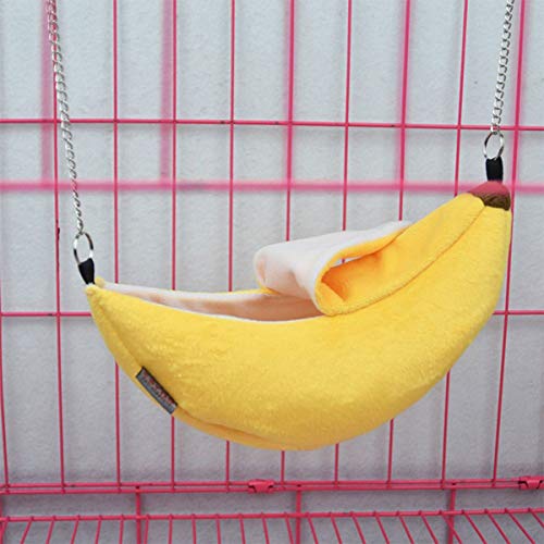 Hámster Casa Colgada Hamaca Diseño de Plátano Animales Pequeños Jaula de Algodón Dormir Nido Mascota Cama Rata Hamster Juguetes Jaula Columpio (Color : Yellow)