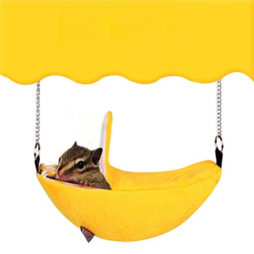 Hámster Casa Colgada Hamaca Diseño de Plátano Animales Pequeños Jaula de Algodón Dormir Nido Mascota Cama Rata Hamster Juguetes Jaula Columpio (Color : Yellow)