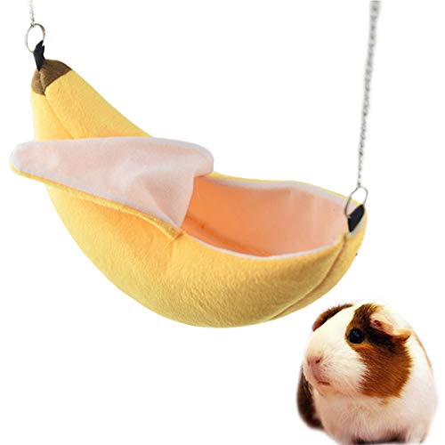 Hámster Casa Colgada Hamaca Diseño de Plátano Animales Pequeños Jaula de Algodón Dormir Nido Mascota Cama Rata Hamster Juguetes Jaula Columpio (Color : Yellow)