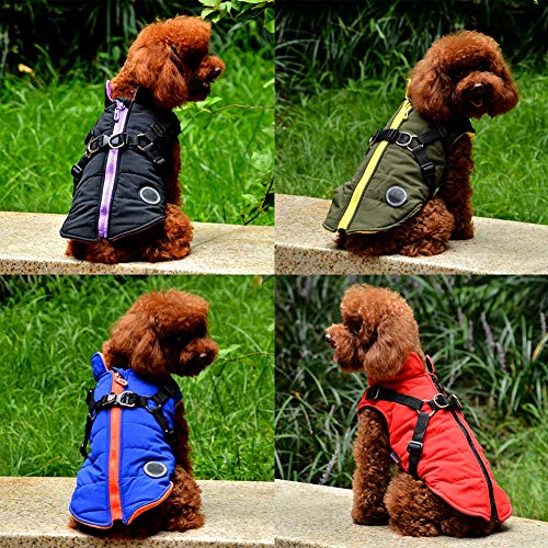 Handfly Chaqueta de Abrigo para Perros con arnés para Perros pequeños y medianos Chaqueta de Abrigo para Perros a Prueba de Agua Chaleco Acolchado cálido Mascota Cachorro de Perro Ropa Chaleco