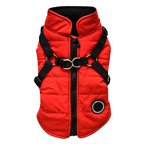 Handfly Chaqueta de Abrigo para Perros con arnés para Perros pequeños y medianos Chaqueta de Abrigo para Perros a Prueba de Agua Chaleco Acolchado cálido Mascota Cachorro de Perro Ropa Chaleco