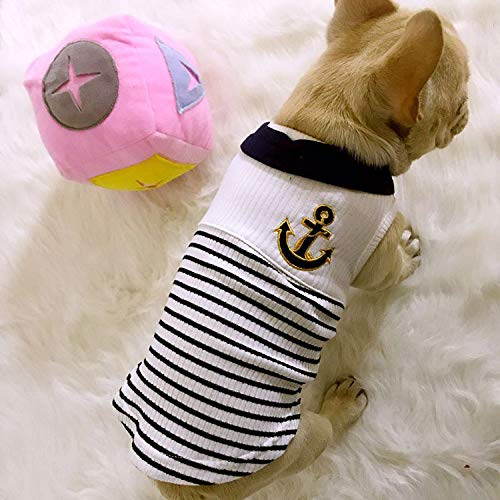 HAOHUI Ropa para Mascotas Camiseta para Perros Decorada con Bordados Azul Marino Marinero Ropa De Primavera Y Verano Ropa Adecuada para Perros Pequeños Y Medianos,Black-XL