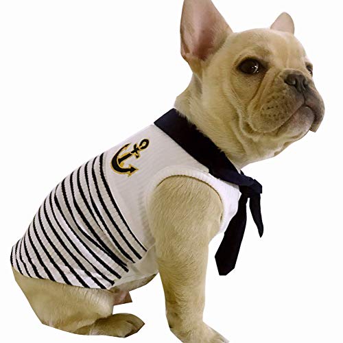 HAOHUI Ropa para Mascotas Camiseta para Perros Decorada con Bordados Azul Marino Marinero Ropa De Primavera Y Verano Ropa Adecuada para Perros Pequeños Y Medianos,Black-XL