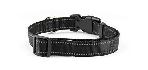 Happilax Collar Nylon Perro Mediano Resistente, Ajustable y Reflectante en Negro