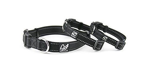 Happilax Collar Nylon Perro Mediano Resistente, Ajustable y Reflectante en Negro