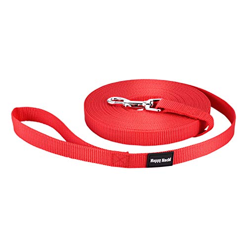 HAPPY HACHI Correa de Adiestramiento 10m para Perros Larga Correas Nylon Resistente para Camping Paseo Longitud 10m Rojo