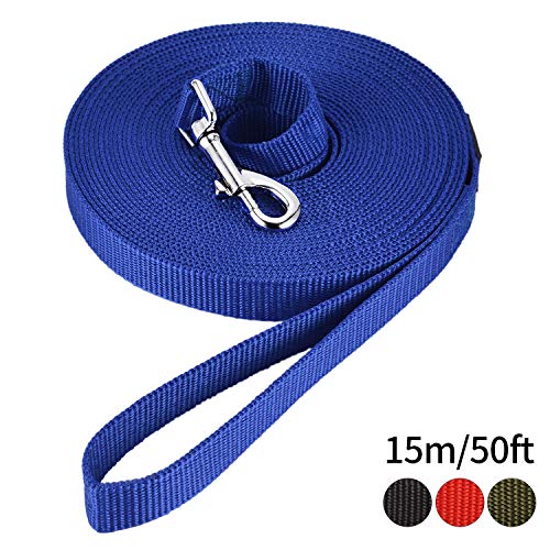 HAPPY HACHI Correa de Adiestramiento para Perros Larga Correas Nylon Resistente para Camping Paseo Longitud 15m Azul