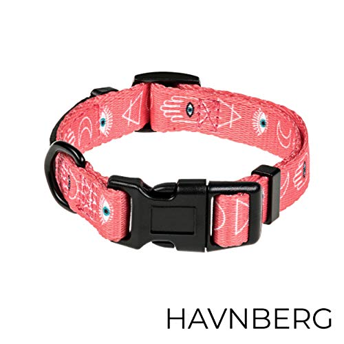 HAVNBERG - Collar para Perros, Talla S Cuello Circunferencia 29 cm – 39 cm, Collar para Perros pequeños o Cachorros, Ancho 1,5 cm, Cachorros, salmón, Azteca