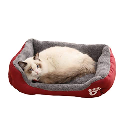 HBHUBO Cama para Mascotas Cuadrada, Cama para Mascotas para Perros pequeños y medianos Yorkshire Terrier, Chihuahua, Cama para Mascotas Pomerania S-XL,Naranja,M