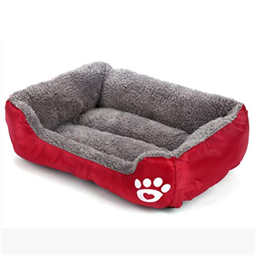 HBHUBO Cama para Mascotas Cuadrada, Cama para Mascotas para Perros pequeños y medianos Yorkshire Terrier, Chihuahua, Cama para Mascotas Pomerania S-XL,Naranja,M