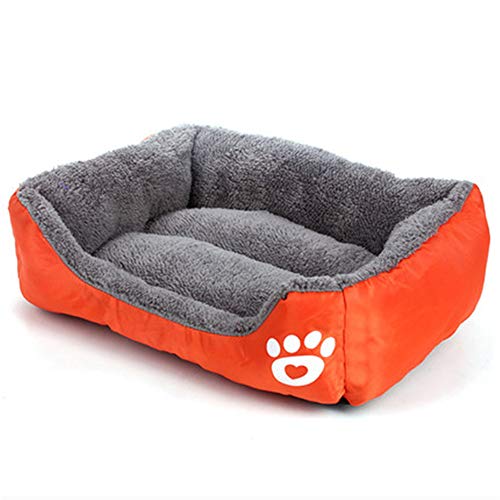 HBHUBO Cama para Mascotas Cuadrada, Cama para Mascotas para Perros pequeños y medianos Yorkshire Terrier, Chihuahua, Cama para Mascotas Pomerania S-XL,Naranja,M