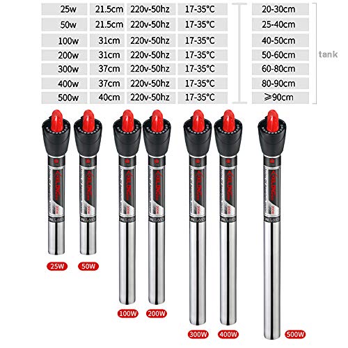 He-art 63 ℉ - 95 ℉ Termostato Tanque de Peces Acuario de Invierno Temperatura automática Regulador de Temperatura de Estanque de Peces Ajustable 50W - 500W Adecuado para tamaño pequeño y Grande,100