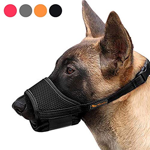 HEELE Bozal para Perros Bozal Anti-Mordedor Fit Bozal para Perros Malla Transpirable con Forma de Boca para Perros Negro XL