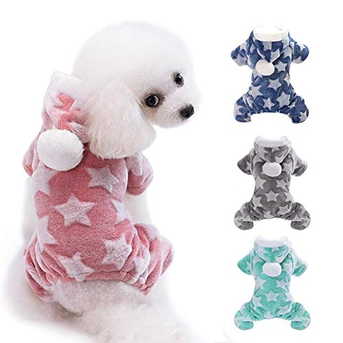 HELLOGIRL Mono con Capucha para Perros Cachorro de Perro pequeño Terciopelo en Forma de Estrella Pijamas con Capucha de Invierno Conjuntos de chándal Ropa Deportiva con Sombrero