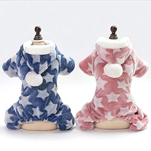 HELLOGIRL Mono con Capucha para Perros Cachorro de Perro pequeño Terciopelo en Forma de Estrella Pijamas con Capucha de Invierno Conjuntos de chándal Ropa Deportiva con Sombrero