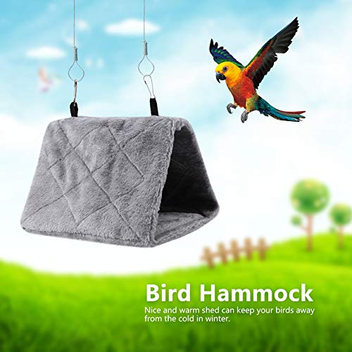 Hffheer Pájaro de Peluche Hamaca Nido de pájaro cálido Colgante Mascota Jaula de pájaros Cueva Columpio Carpas de Loro Cama para Periquito Cacatúa Agapornis Budgie Canario Cacatúa(M-Gris)