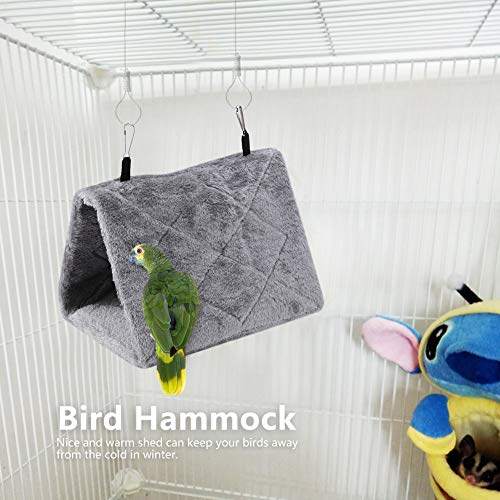 Hffheer Pájaro de Peluche Hamaca Nido de pájaro cálido Colgante Mascota Jaula de pájaros Cueva Columpio Carpas de Loro Cama para Periquito Cacatúa Agapornis Budgie Canario Cacatúa(M-Gris)