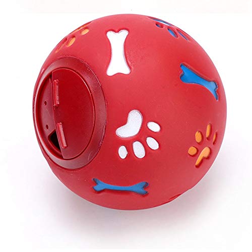 HHSM Juguete para Perros Pelota de Goma Dispensador de masticación Fuga Alimento Bola de Juego Interactivo Mascota Dental Dentición Entrenamiento Juguete Azul Rojo 7.5cm / 2.95 ''