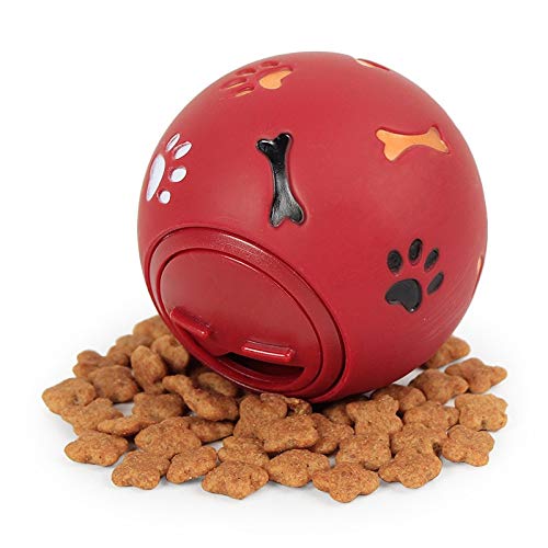 HHSM Juguete para Perros Pelota de Goma Dispensador de masticación Fuga Alimento Bola de Juego Interactivo Mascota Dental Dentición Entrenamiento Juguete Azul Rojo 7.5cm / 2.95 ''