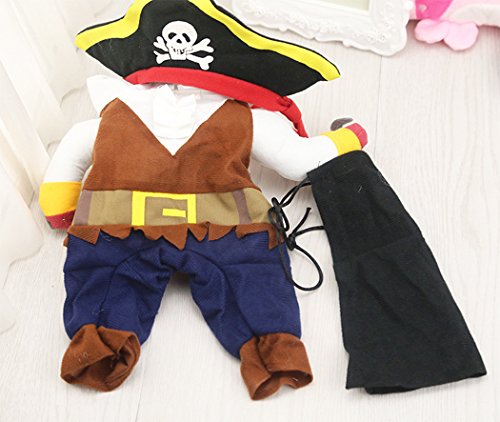 Hillento Traje de Mascota, Divertido Perro Mascota Gato Ropa de Pirata Traje de Suite para Halloween Navidad Vestido de Fiesta Cosplay, Ropa de Fiesta Ropa para Gato Perro