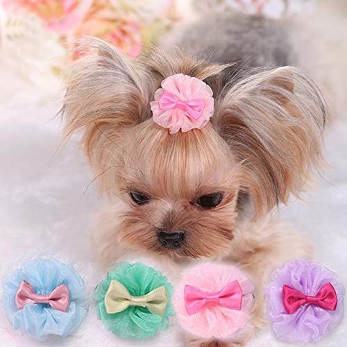 Hpybest 5 Lazos para Perros pequeños, Accesorios para el Cuidado del Pelo de Cachorros, Accesorios para Mascotas, Clips para el Pelo para el Cuidado de la Mesa Yorkshire, Lazos honden