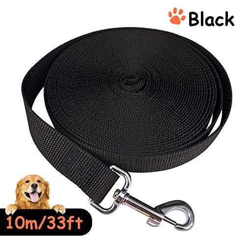 HuLuBB Dog Leads Training Leash para Acampar Seguimiento Obediencia Backyard Play (10m / 33ft - Black)