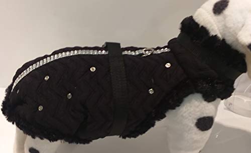 Hundemantel Wintermantel Winterjacke MASI Dogsdesign - Abrigo de Invierno para Perros pequeños, de Tela, con Purpurina, de Felpa, para Invierno, Ajustable, cálido, Suave, Forrado