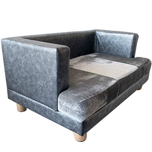 Hundesofa und Katzensofa Deluxe Sofá para Perros de diseño Elegante en Color Gris. Estructura de Marco de Madera Estable de 67 x 40 cm.