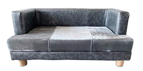 Hundesofa und Katzensofa Deluxe Sofá para Perros de diseño Elegante en Color Gris. Estructura de Marco de Madera Estable de 67 x 40 cm.