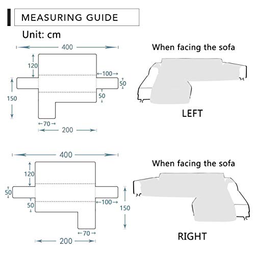 HUOLEO 1 Piezas Forma De L Funda De Sofá,Antideslizante Quilted Impermeable Funda para Sofá Banda Elástica Muebles Protector para Mascota Gatos Perros-marrón-Derecha200X270cm