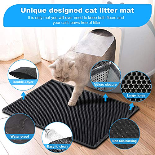 HyAdierTech Cat Litter Pad, Alfombra para Gatos, Estera Arena Gatos Doble Capa Impermeable Alta Elástico EVA Adecuado para Arenero Gatos Autolimpiable Arenero Gatos Cubierto, Fácil de Limpiar (M)