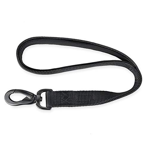 Hyhug Correa Corta de Nylon Resistente de 45,7 cm de Largo con asa Acolchada cómoda y Clip Resistente para Perros Grandes, medianos, para niños y niñas. (Negro)