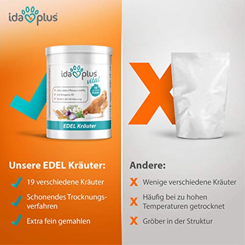 Ida Plus - Pollo de hierbas noble (500 g) - Mezcla de 19 valiosas hierbas - para digestión - Forro equilibrado 100% natural