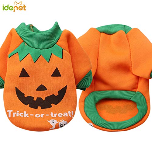 Idepet Disfraz de calabaza para mascota de, disfraz de Halloween de perro de calabaza, abrigo de vellón, suéter de gato, disfraces de fiesta, Halloween, Navidad, festival de Pascua