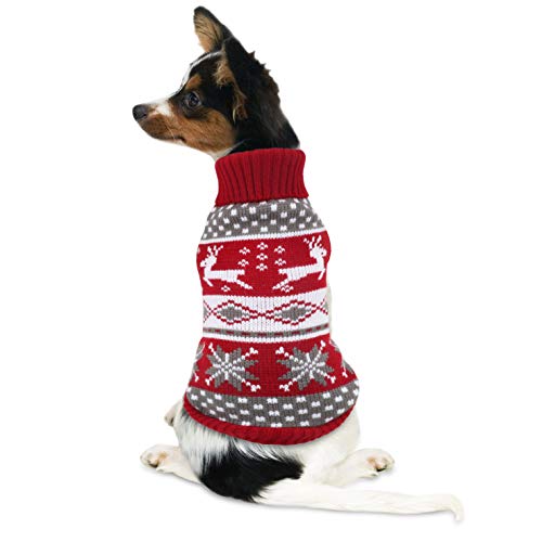 Idepet Disfraz de Gato Perro, Disfraz Gatuno Perro para Halloween Navidad Otoño Invierno Rojo