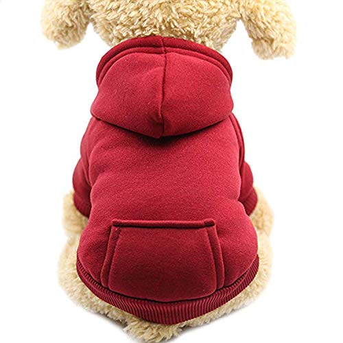 Idepet Perro Gato Sudadera con Capucha Mascota Cálido Abrigo de Invierno Ropa de algodón para Perros con Bolsillo Exterior para Perros pequeños