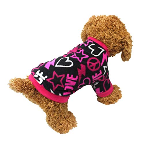 Idepet Pet Dog Cat Clothes Graffiti Style Soft Fleece Sweater Shirt Coat para Perros pequeños Puppy Teddy Chihuahua Poodle Boys Girls (L)