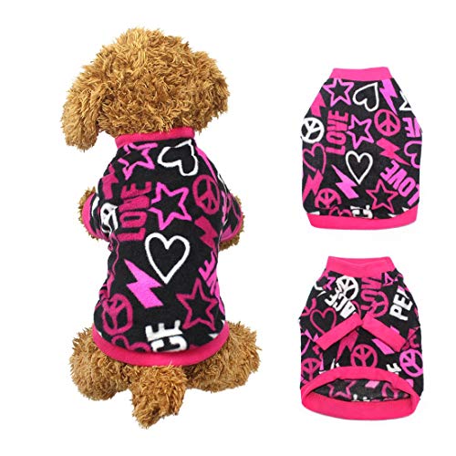 Idepet Pet Dog Cat Clothes Graffiti Style Soft Fleece Sweater Shirt Coat para Perros pequeños Puppy Teddy Chihuahua Poodle Boys Girls (L)