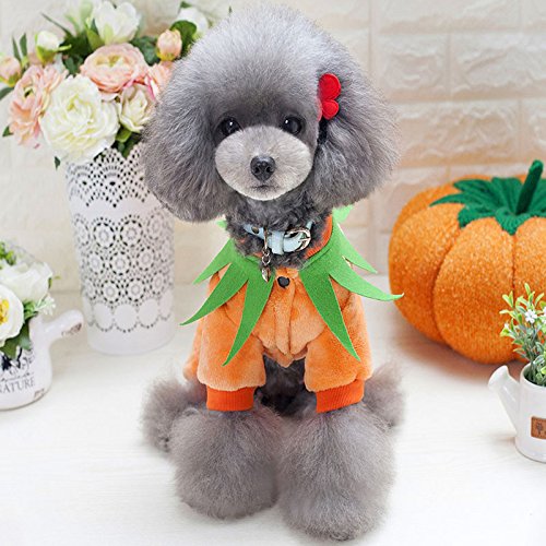 Idepet Ropa de Mascota Halloween Calabaza Disfraz de Forro Polar Chamarra Ropa para Perro Gatos Cachorro Chihuahua Dressing Up Fiesta Halloween Navidad Pascua Festival Actividad Ropa